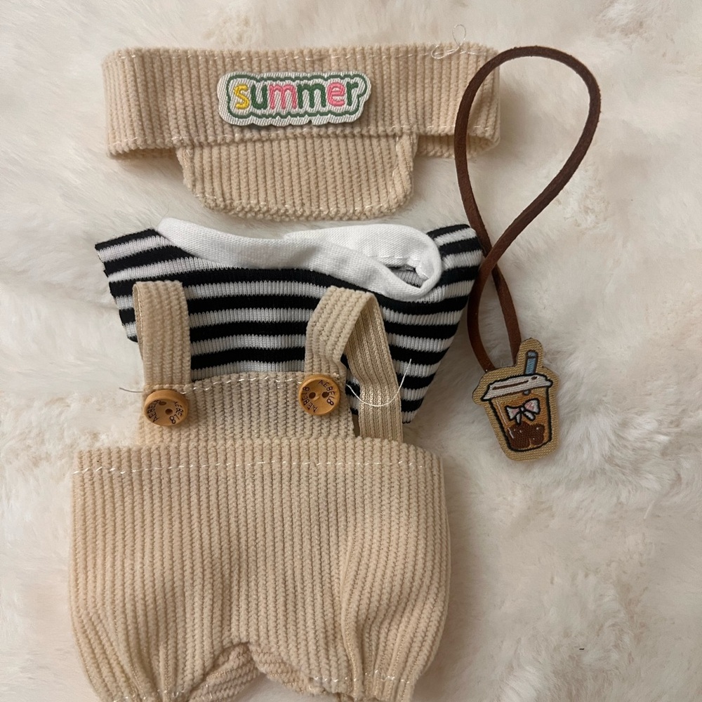 Beige and Black Striped labubu Outfit
